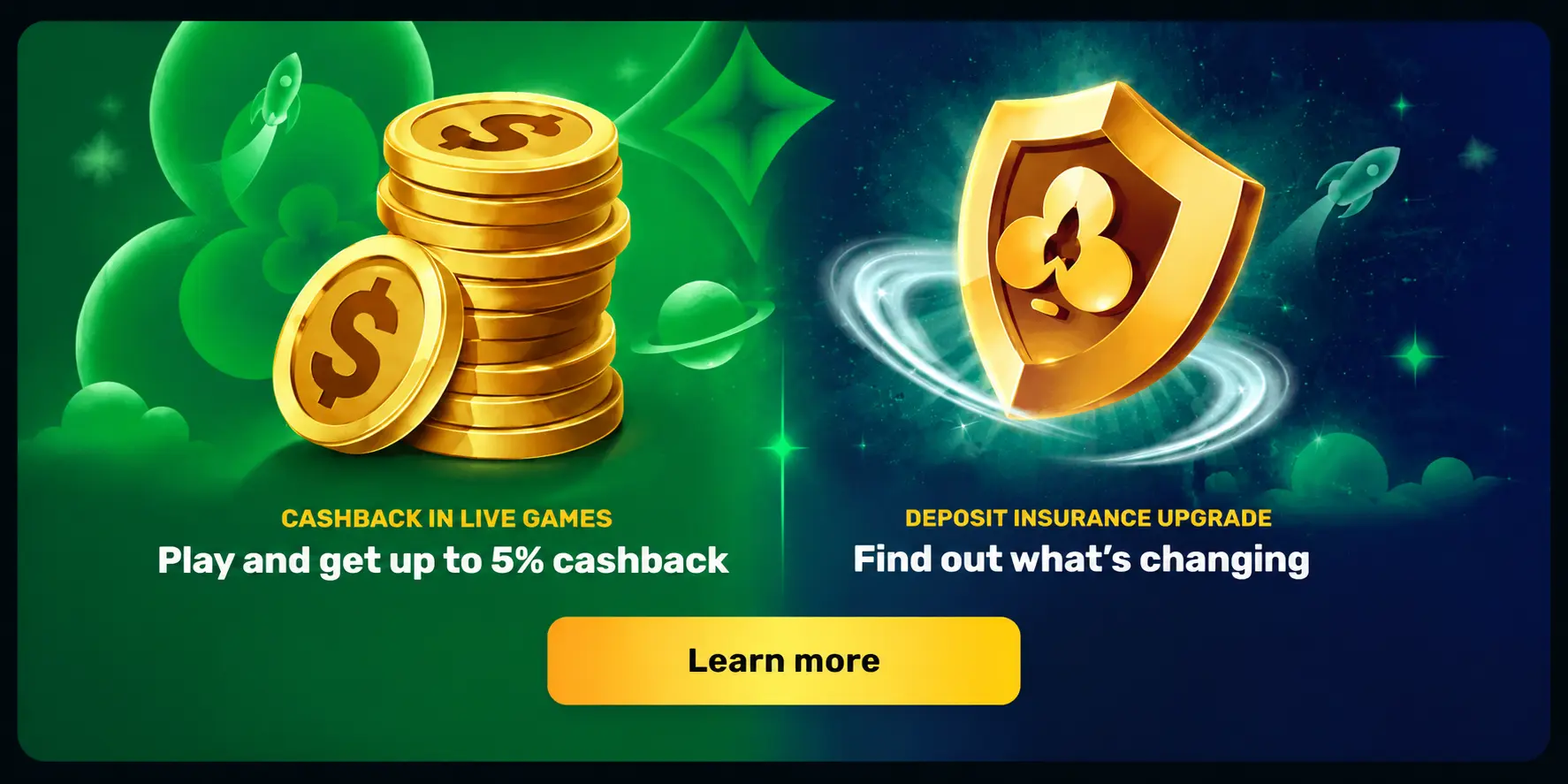 Claim 5% live casino cashback and deposit insurance upgrade